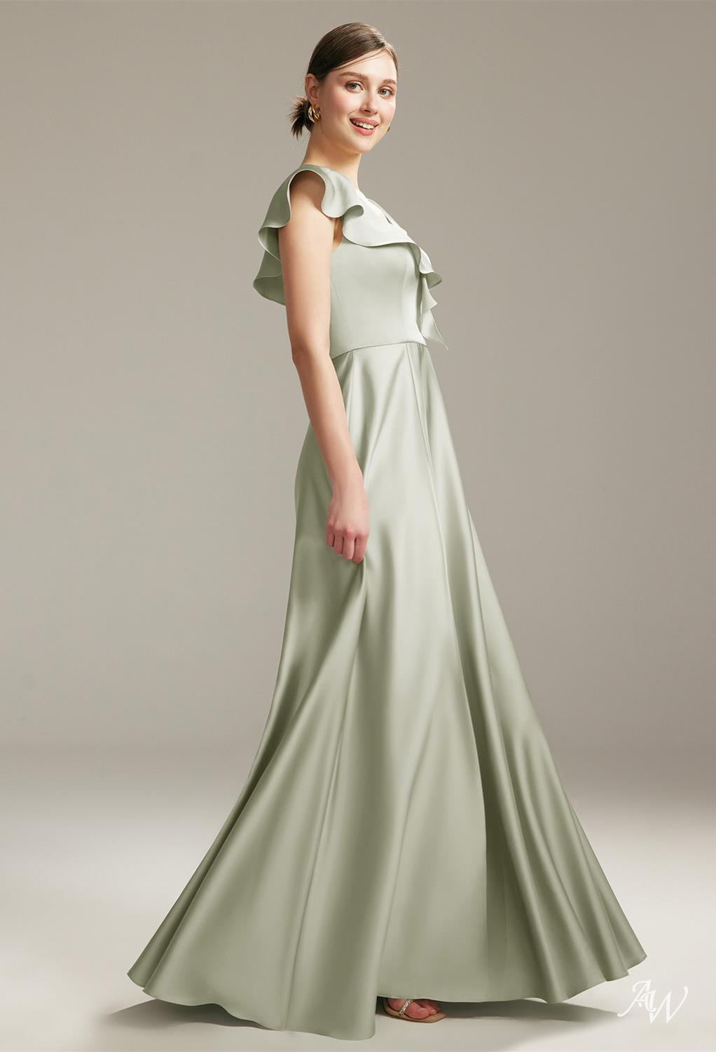 AW Mayella Sage Green Satin Charmeuse Bridesmaid Dresses image6